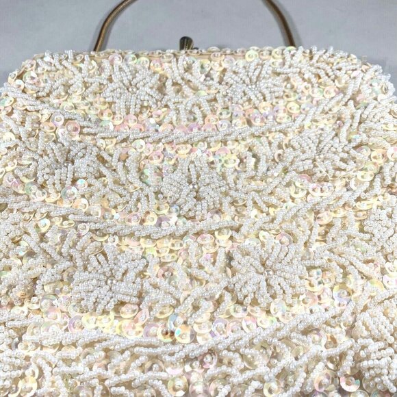 Vtg Bon Soir Beaded Evening Bag Purse Handmade Hong Kong Italian Beads - Picture 3 of 12